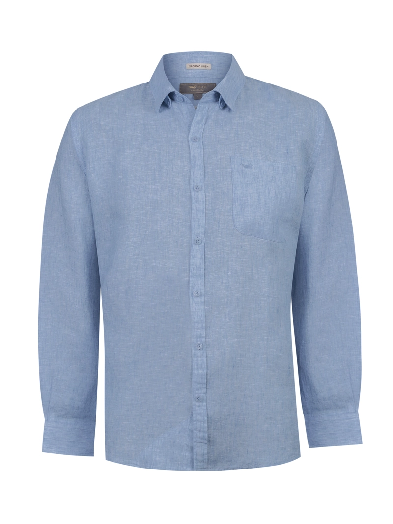 CAMISA LINO ORGANICO HOMBRE CLASLINEN AZUL ROCKFORD - 1