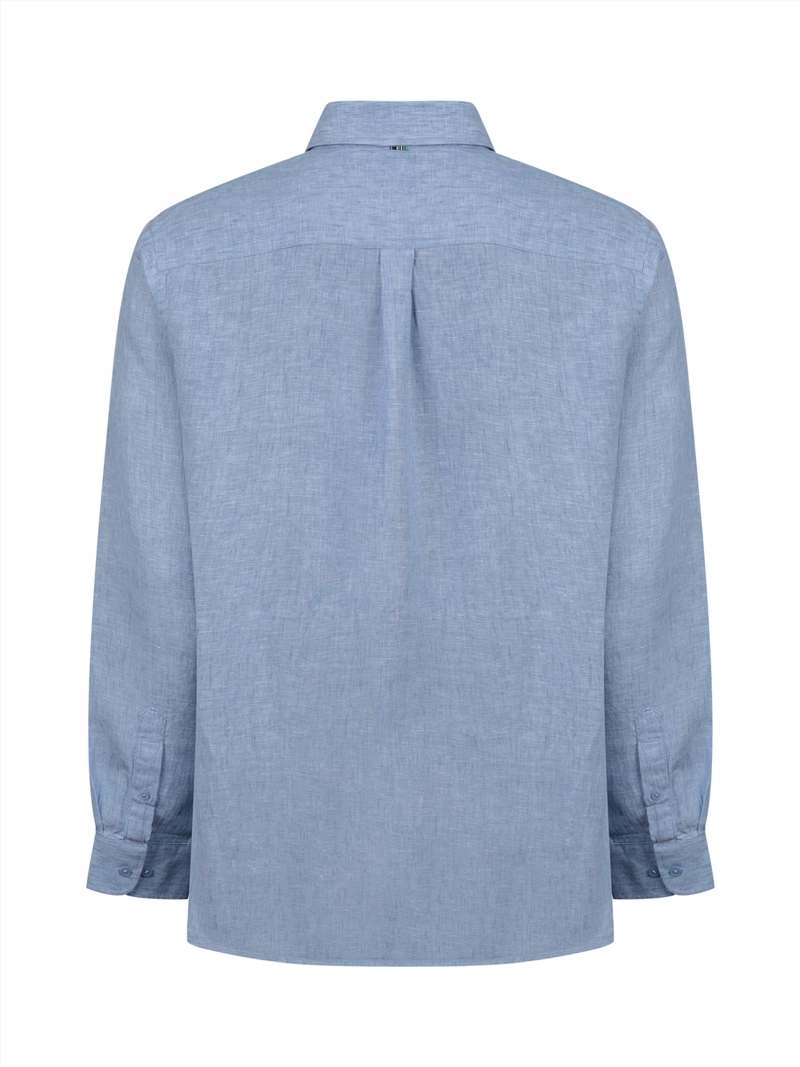 CAMISA LINO ORGANICO HOMBRE CLASLINEN AZUL ROCKFORD - 2