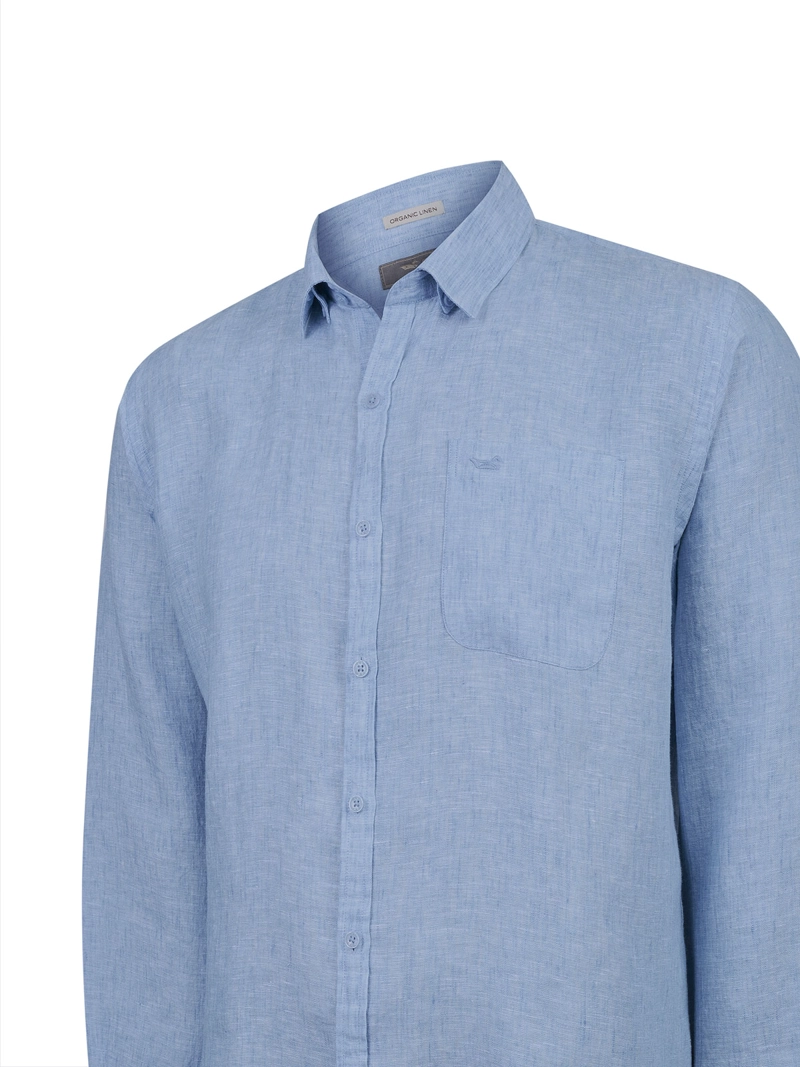 CAMISA LINO ORGANICO HOMBRE CLASLINEN AZUL ROCKFORD - 4