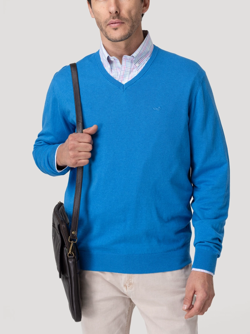 SWEATER ALGODON ORGANICO HOMBRE ANGRIV AZUL ROCKFORD - 5