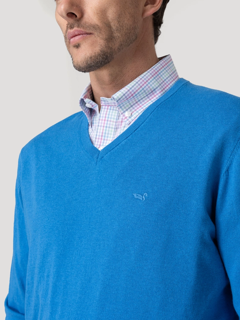 SWEATER ALGODON ORGANICO HOMBRE ANGRIV AZUL ROCKFORD - 7