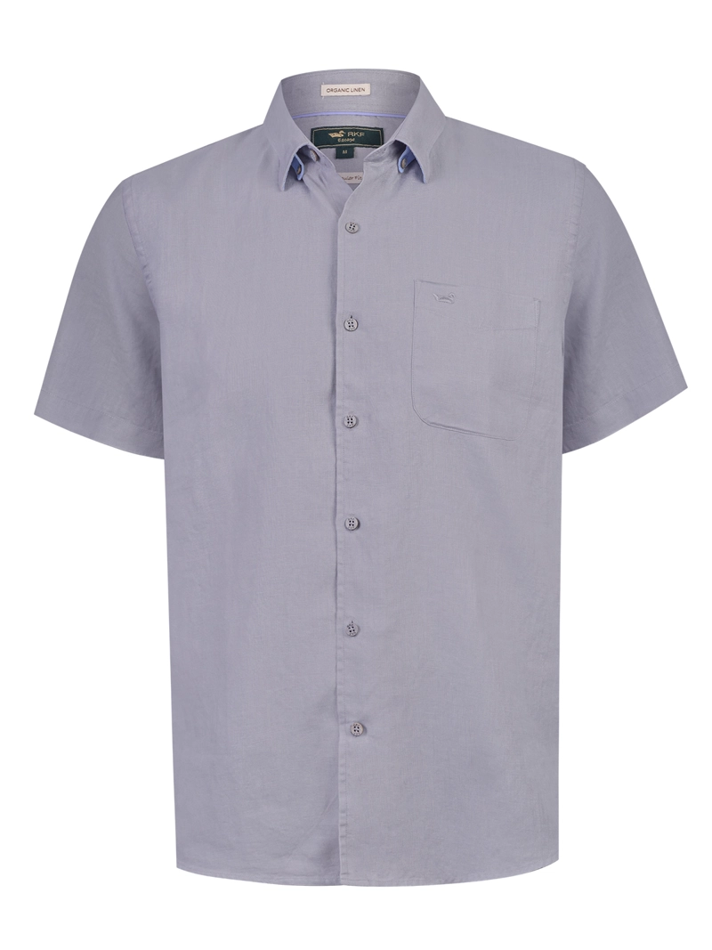 CAMISA LINO ORGANICO HOMBRE LINENSHORT GRIS ROCKFORD - 1