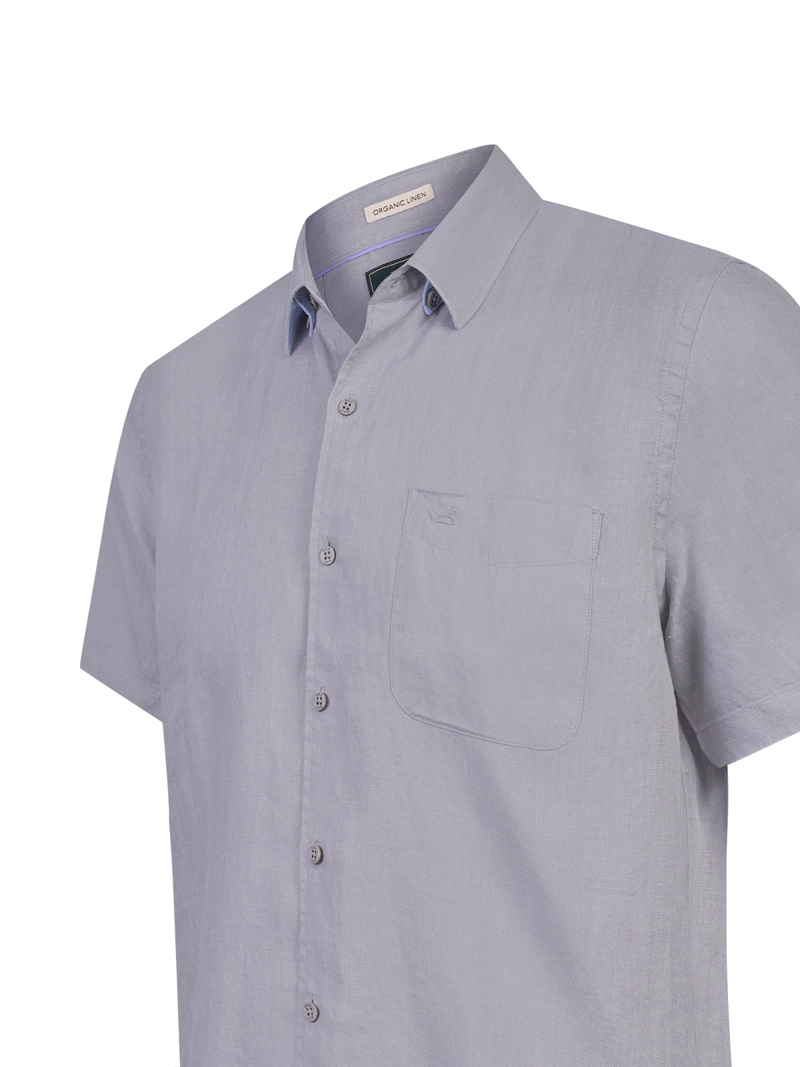 CAMISA LINO ORGANICO HOMBRE LINENSHORT GRIS ROCKFORD - 4