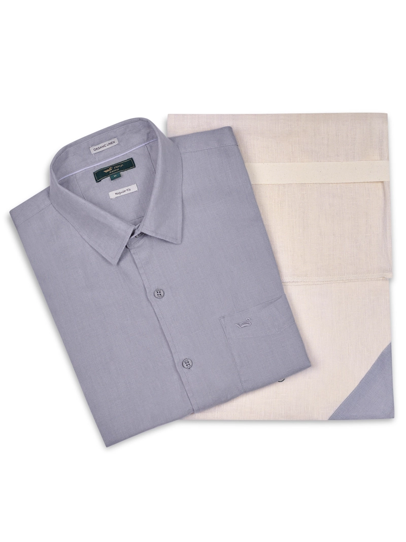 CAMISA LINO ORGANICO HOMBRE LINENSHORT GRIS ROCKFORD - 5