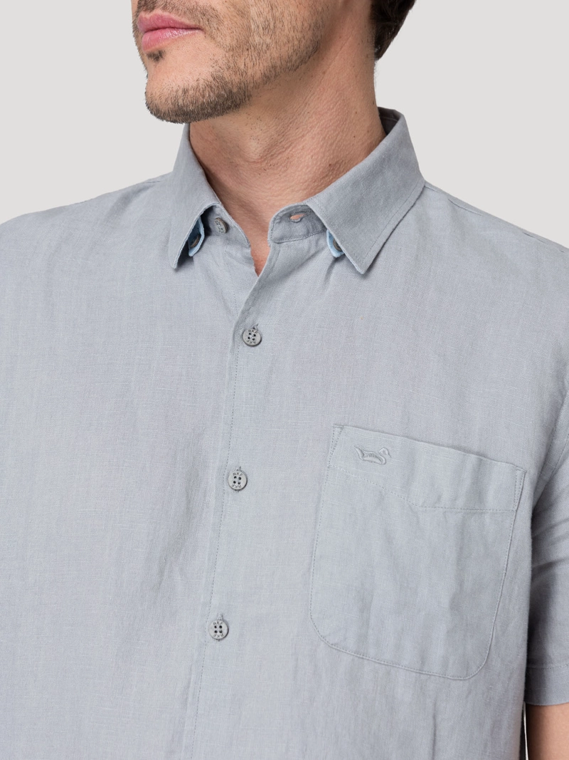 CAMISA LINO ORGANICO HOMBRE LINENSHORT GRIS ROCKFORD - 8