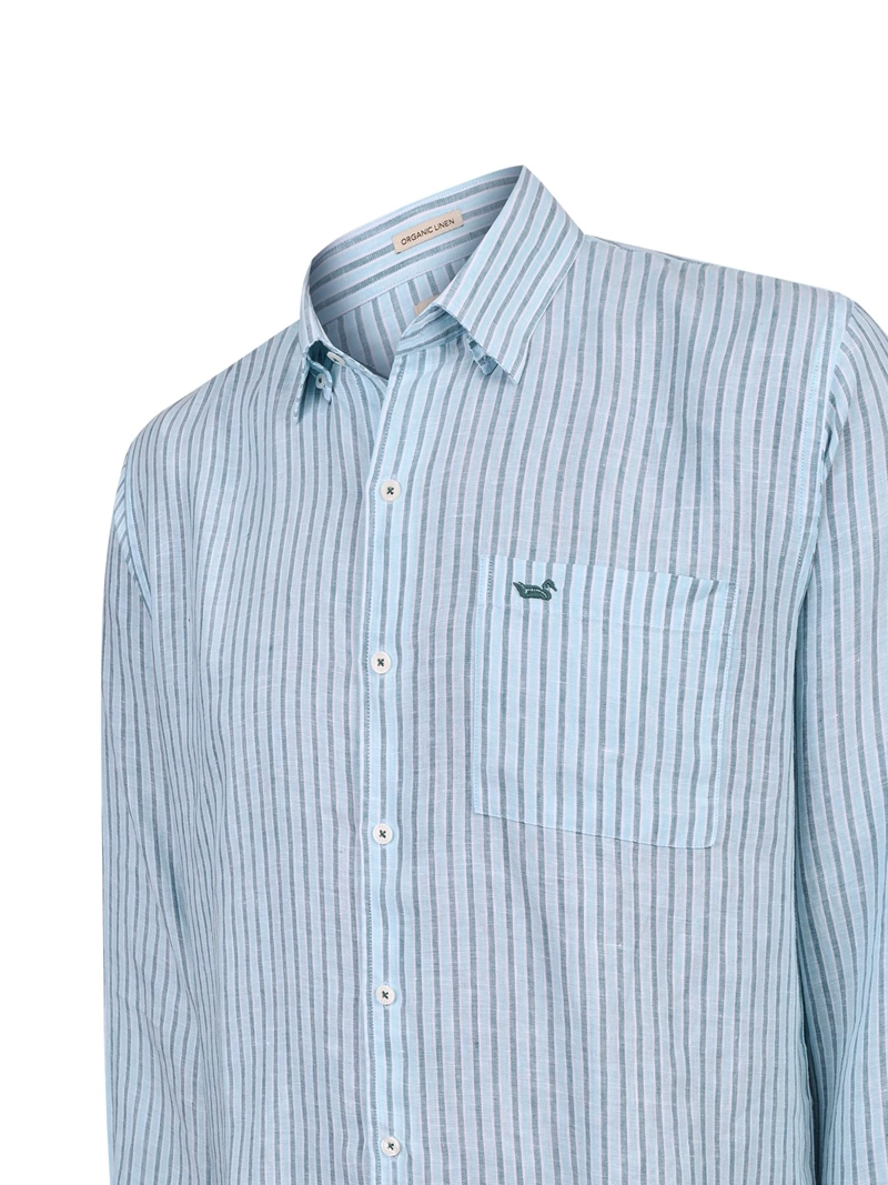 CAMISA LINO ORGANICO HOMBRE LINSTRIPE CELESTE ROCKFORD - 4
