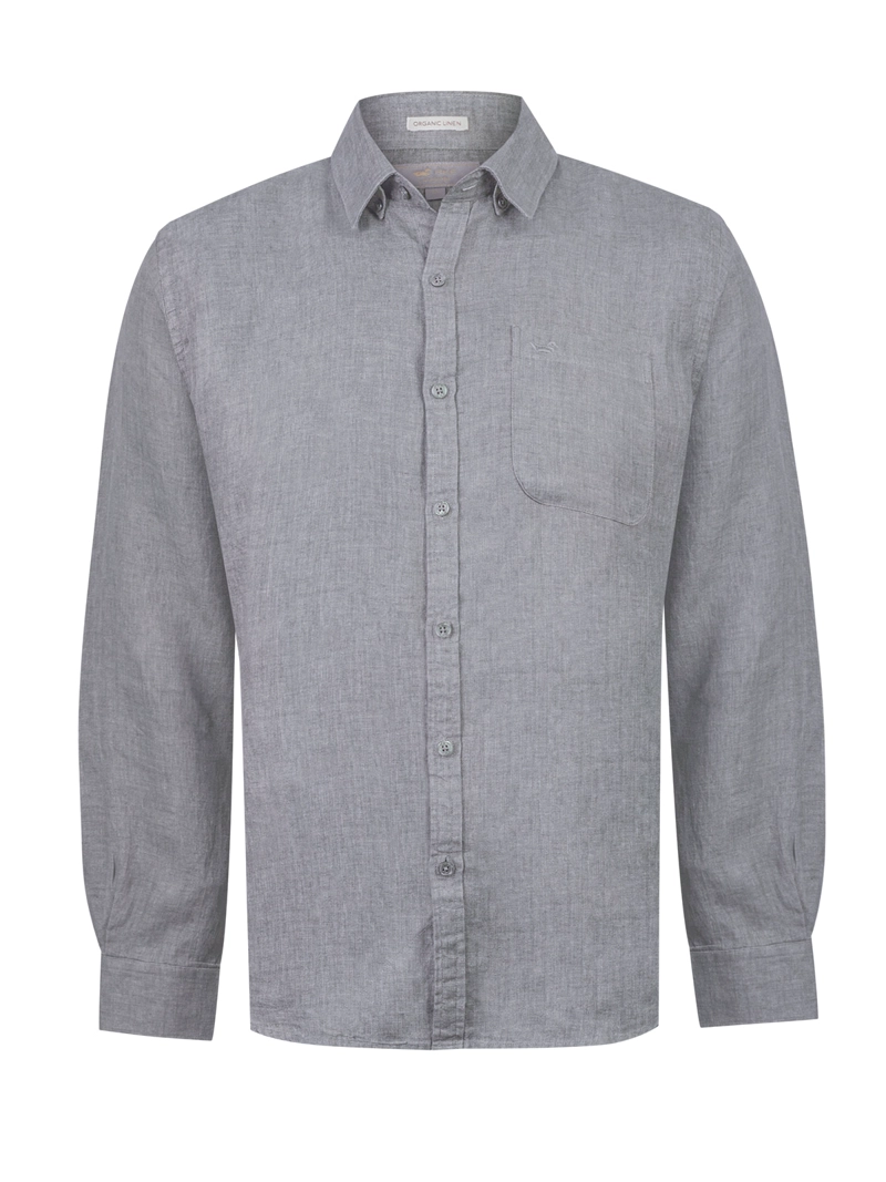 CAMISA LINO ORGANICO HOMBRE CLASLINEN GRIS ROCKFORD - 1