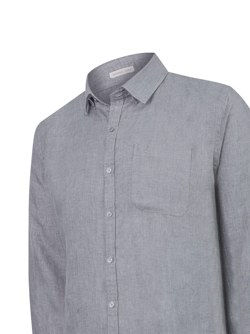 CAMISA LINO ORGANICO HOMBRE CLASLINEN GRIS ROCKFORD - 4