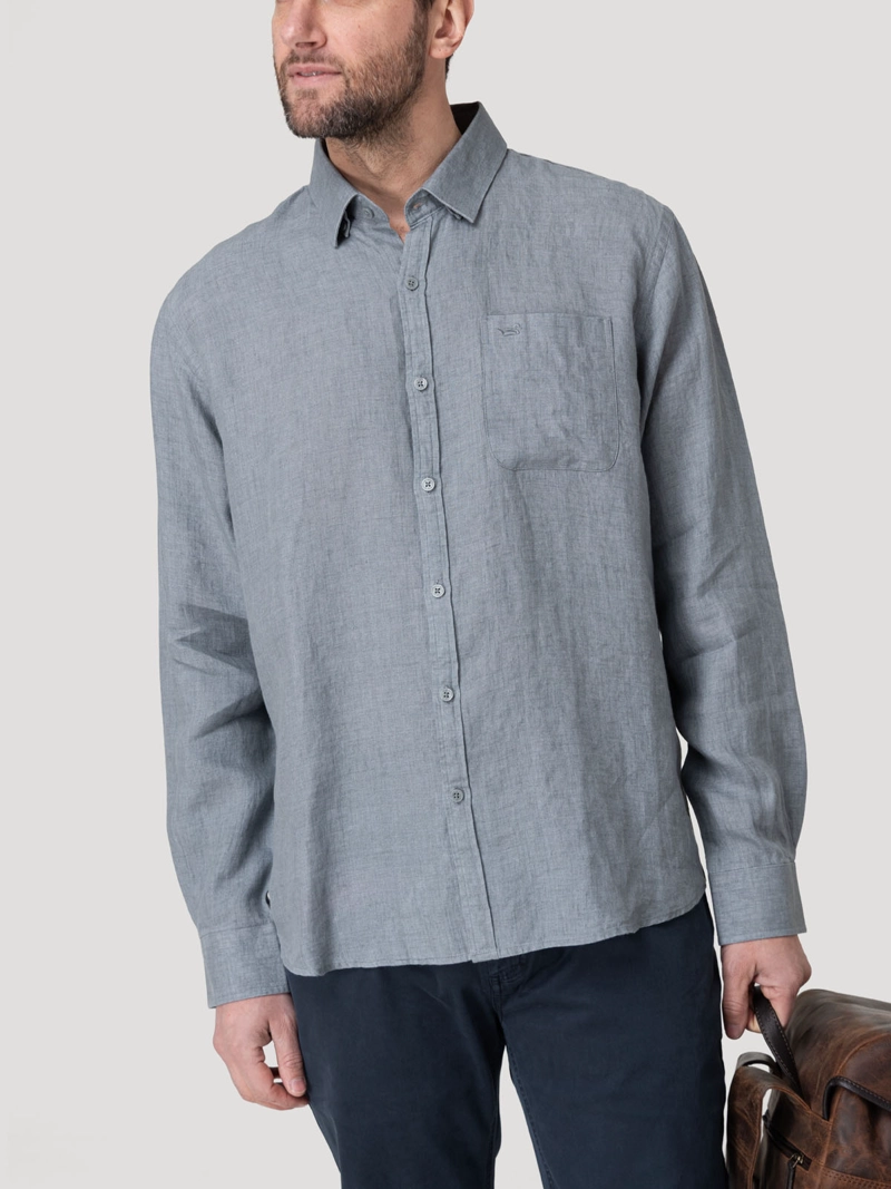 CAMISA LINO ORGANICO HOMBRE CLASLINEN GRIS ROCKFORD - 5