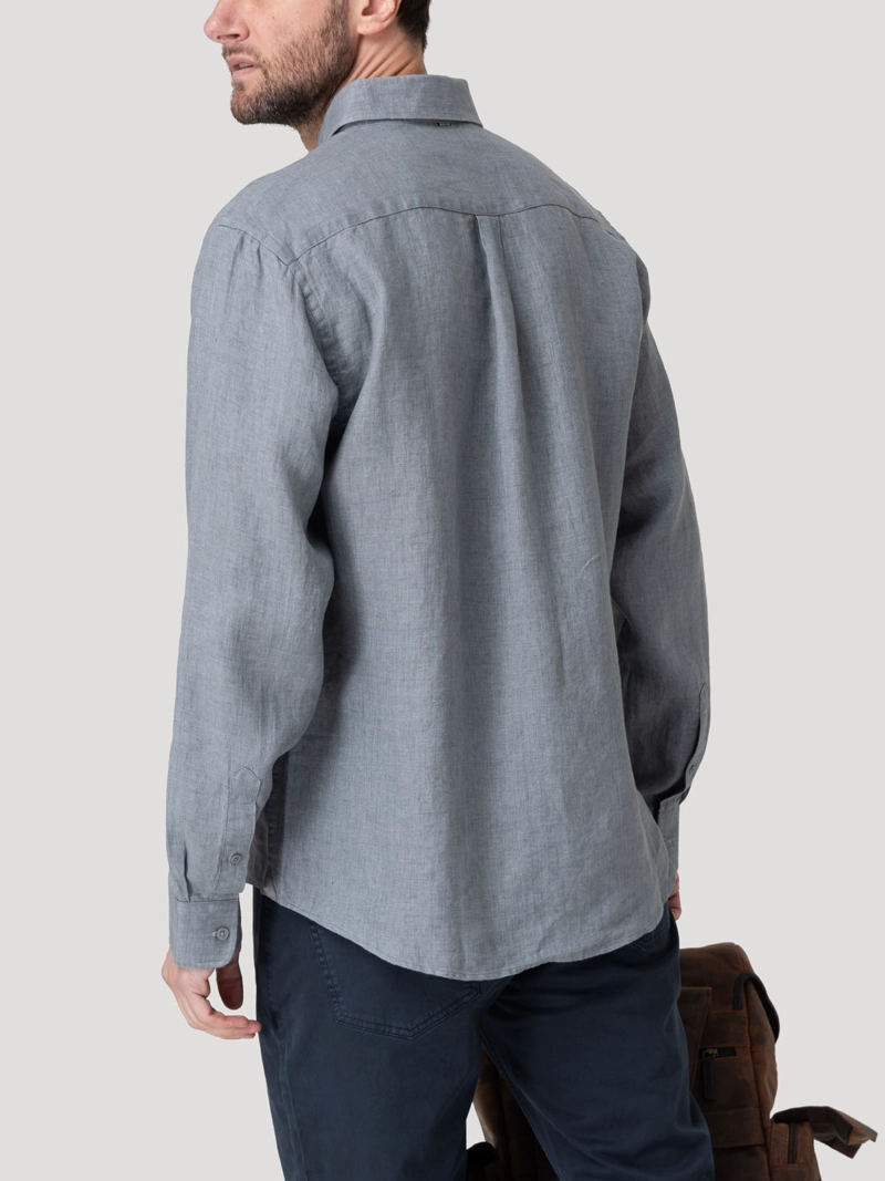 CAMISA LINO ORGANICO HOMBRE CLASLINEN GRIS ROCKFORD - 6