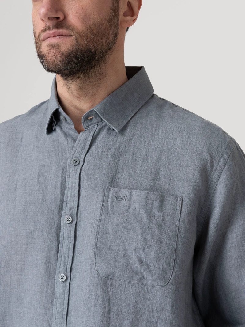 CAMISA LINO ORGANICO HOMBRE CLASLINEN GRIS ROCKFORD - 7