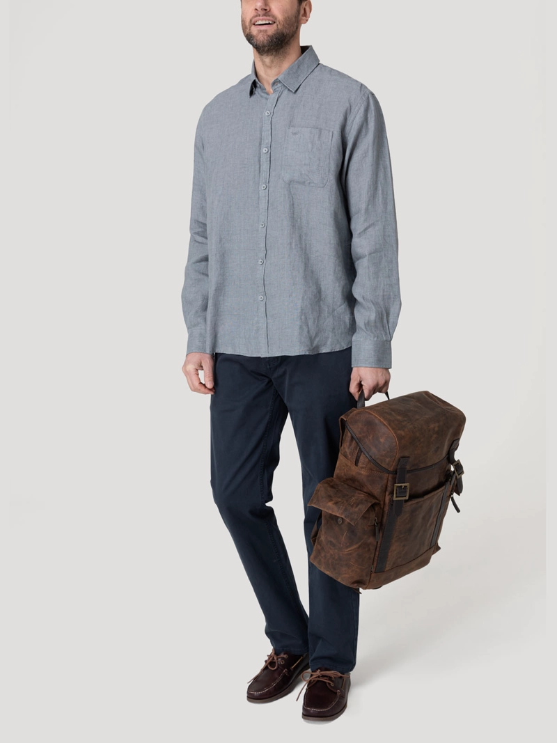 CAMISA LINO ORGANICO HOMBRE CLASLINEN GRIS ROCKFORD - 8