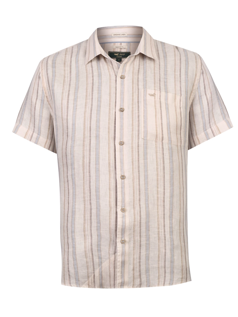 CAMISA LINO ORGANICO HOMBRE DUNA BEIGE ROCKFORD - 1