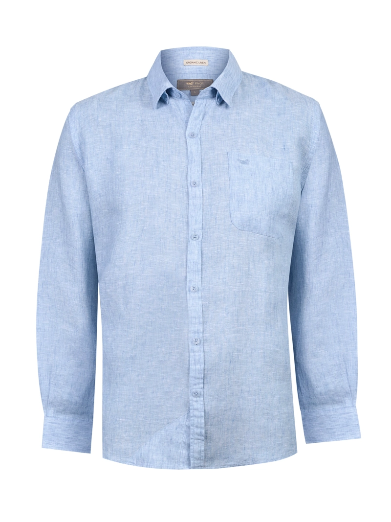CAMISA LINO ORGANICO HOMBRE CLASLINEN CELESTE ROCKFORD - 1