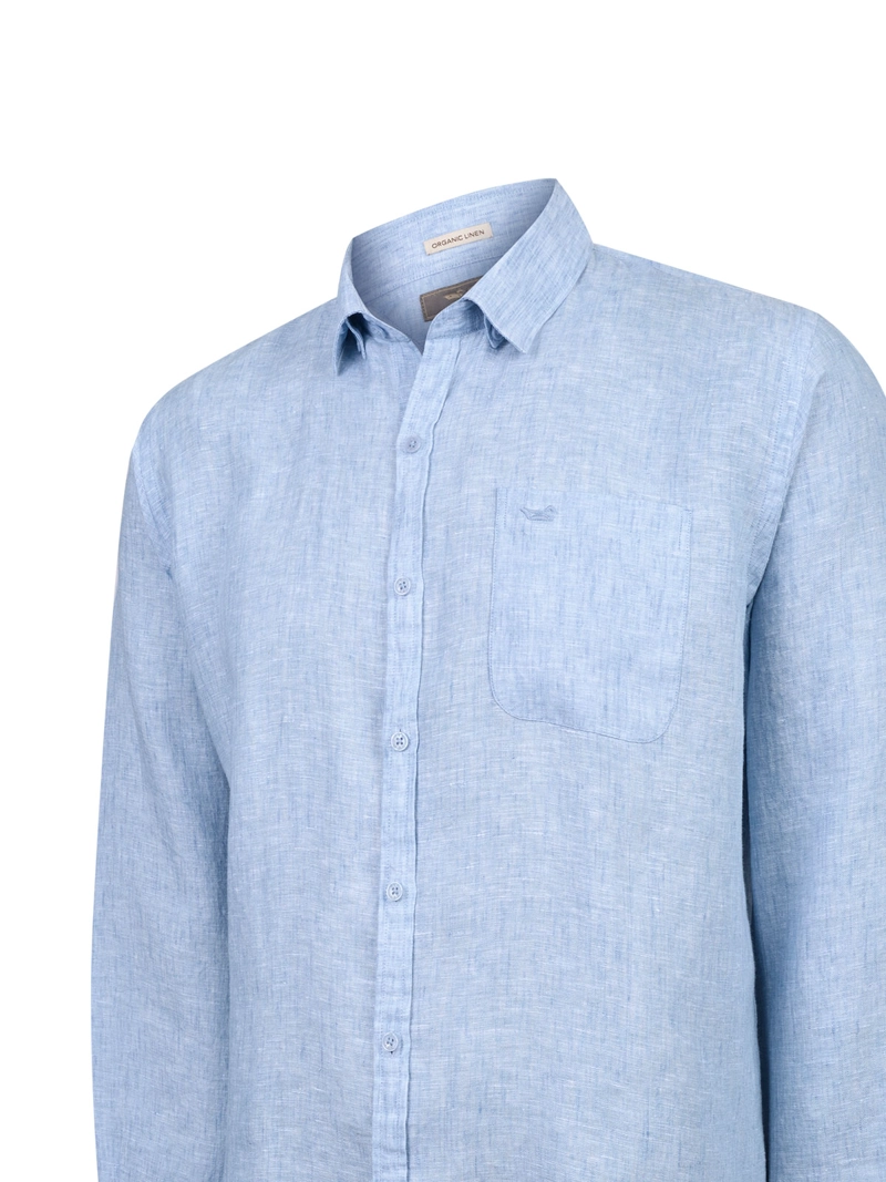 CAMISA LINO ORGANICO HOMBRE CLASLINEN CELESTE ROCKFORD - 4