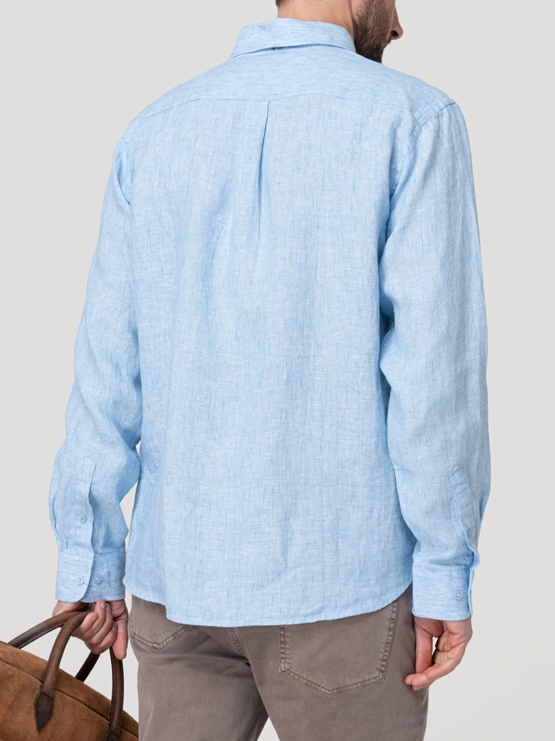CAMISA LINO ORGANICO HOMBRE CLASLINEN CELESTE ROCKFORD - 6
