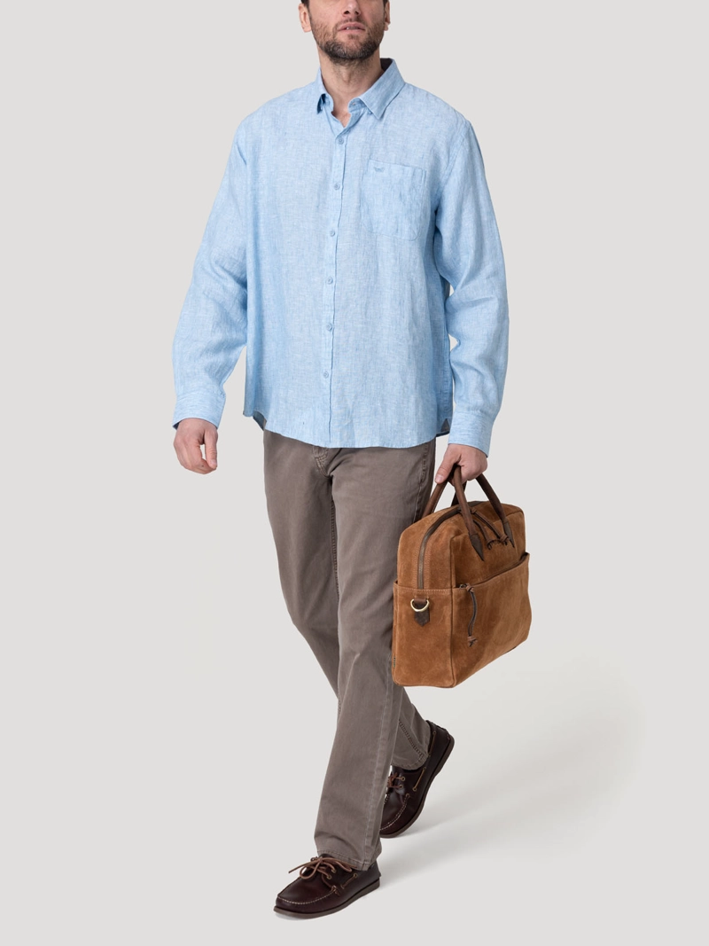 CAMISA LINO ORGANICO HOMBRE CLASLINEN CELESTE ROCKFORD - 8