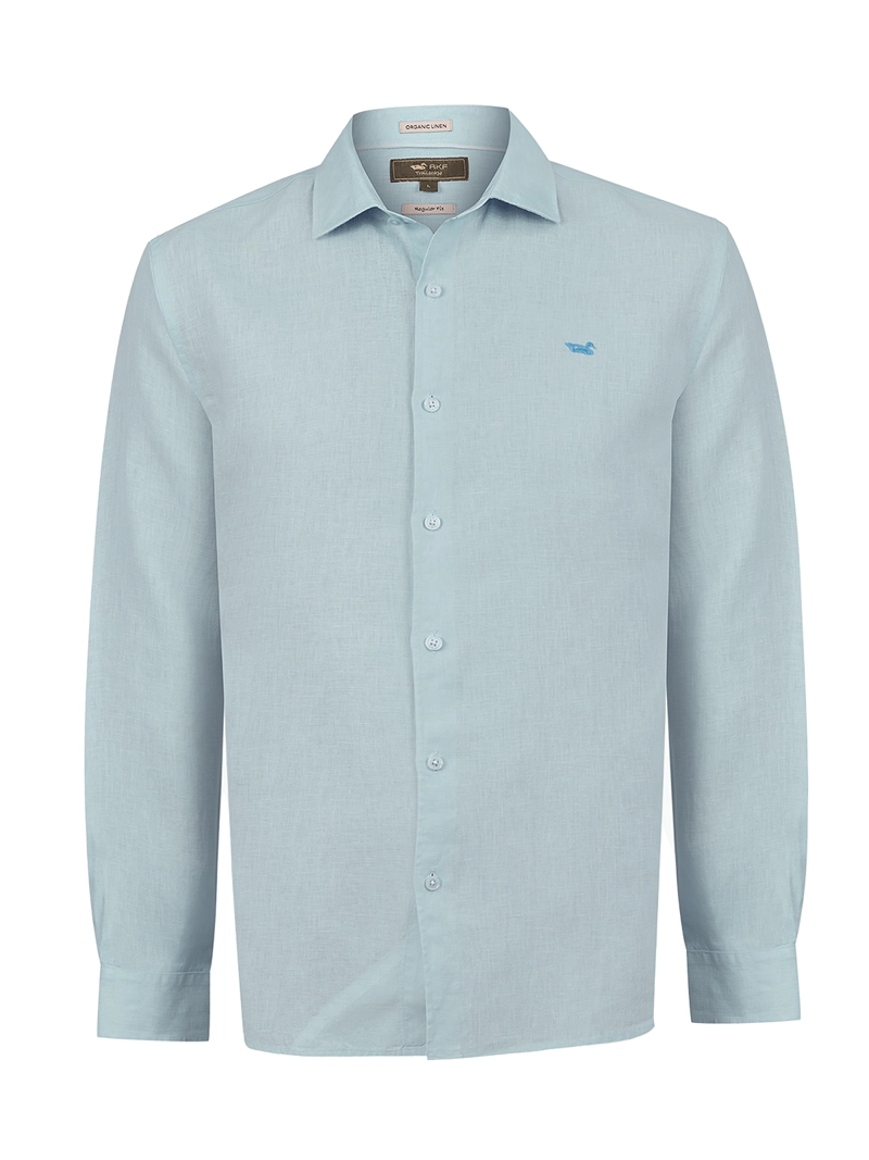CAMISA LINO ORGANICO HOMBRE LINENIT VERDE ROCKFORD - 1