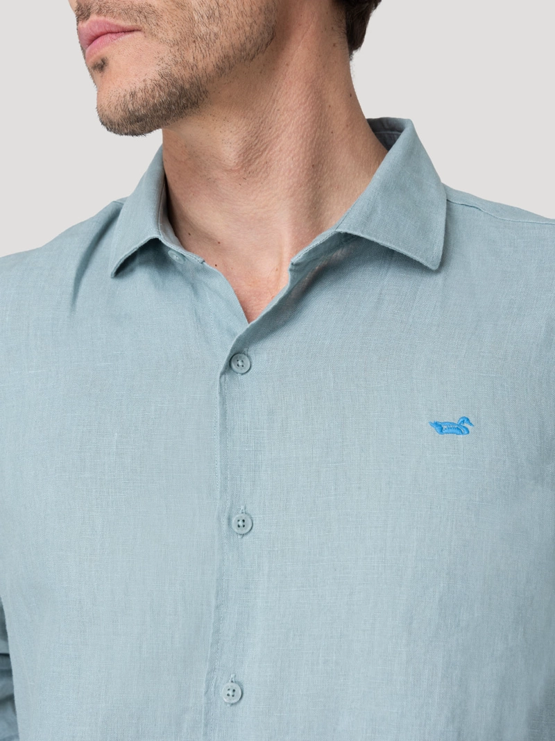 CAMISA LINO ORGANICO HOMBRE LINENIT VERDE ROCKFORD - 7