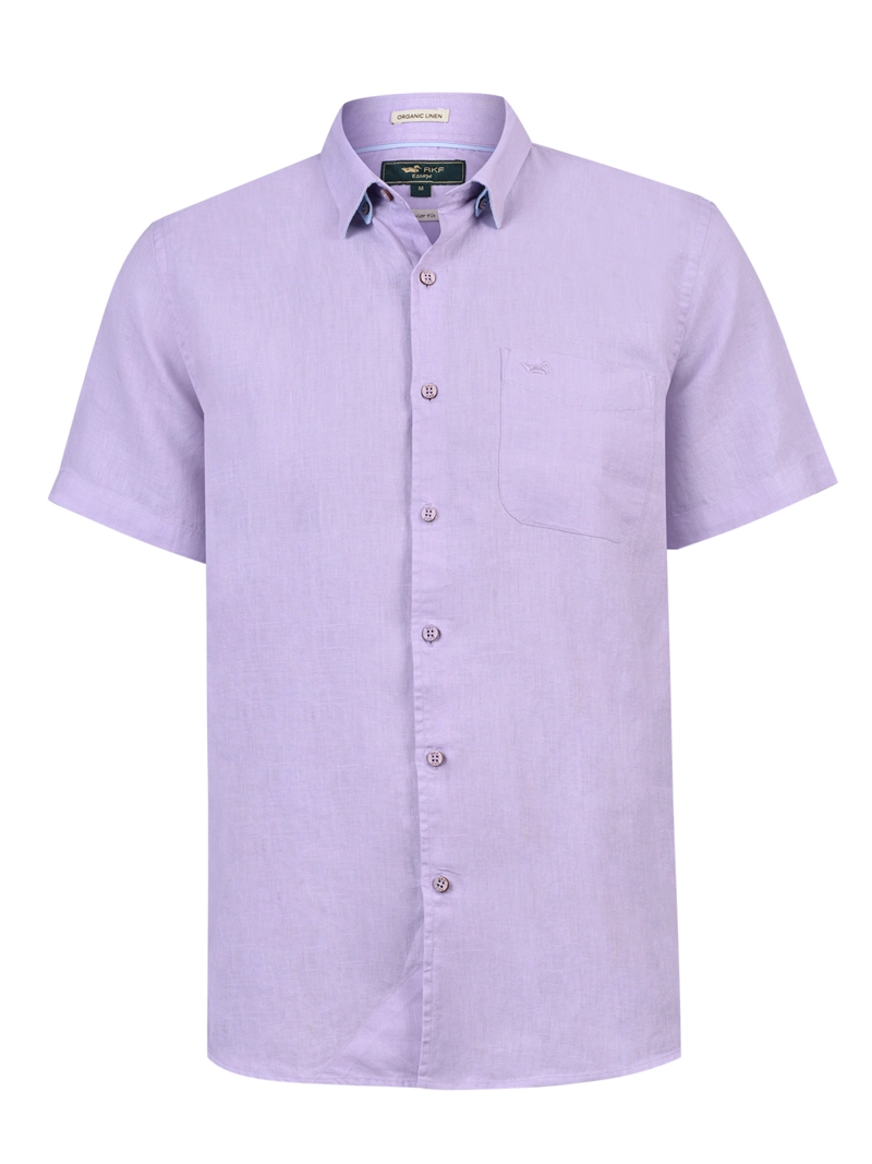 CAMISA LINO ORGANICO HOMBRE LINENSHORT ROSADO ROCKFORD - 1