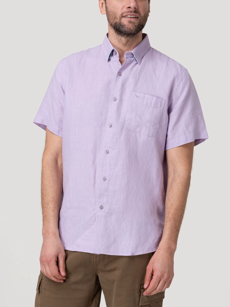 CAMISA LINO ORGANICO HOMBRE LINENSHORT ROSADO ROCKFORD - 6