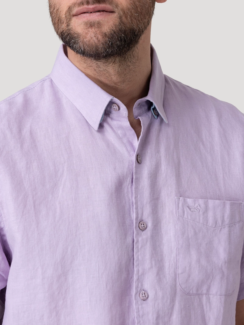 CAMISA LINO ORGANICO HOMBRE LINENSHORT ROSADO ROCKFORD - 8