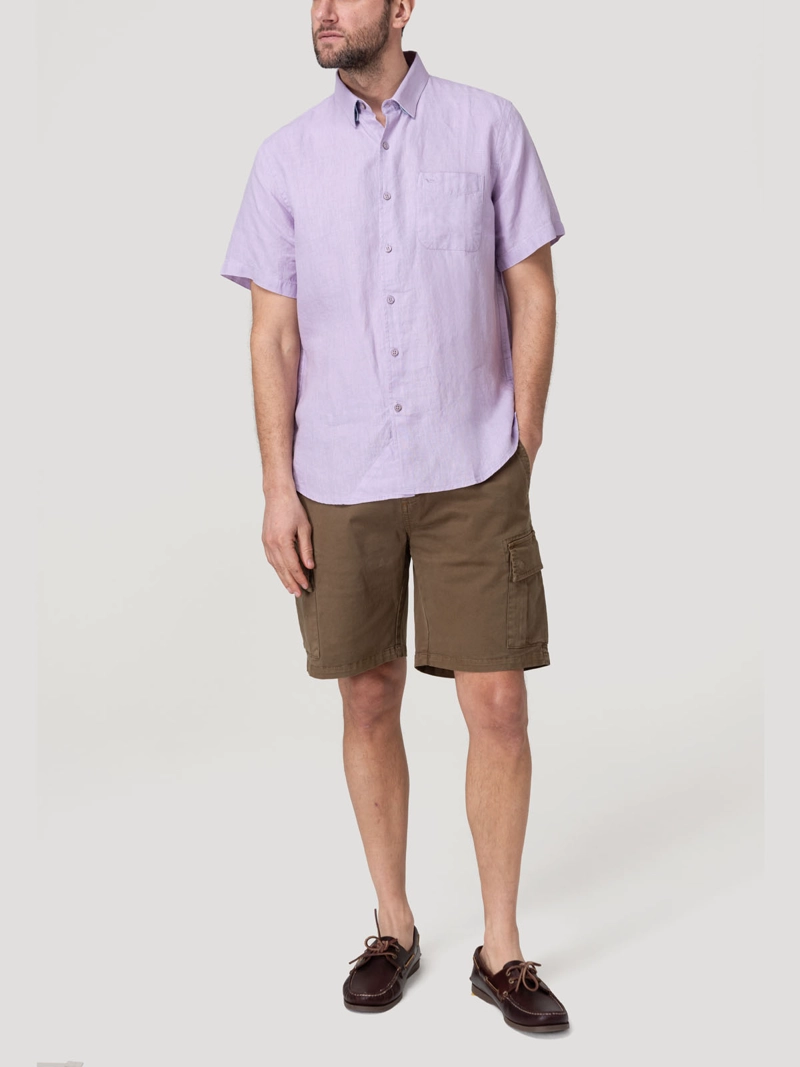 CAMISA LINO ORGANICO HOMBRE LINENSHORT ROSADO ROCKFORD - 9