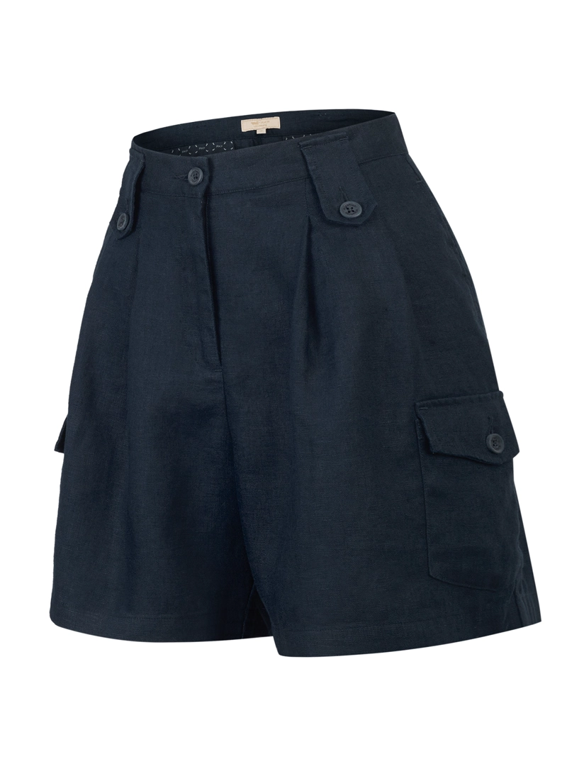 SHORT LINO ORGANICO MUJER ROUT AZUL ROCKFORD - 1