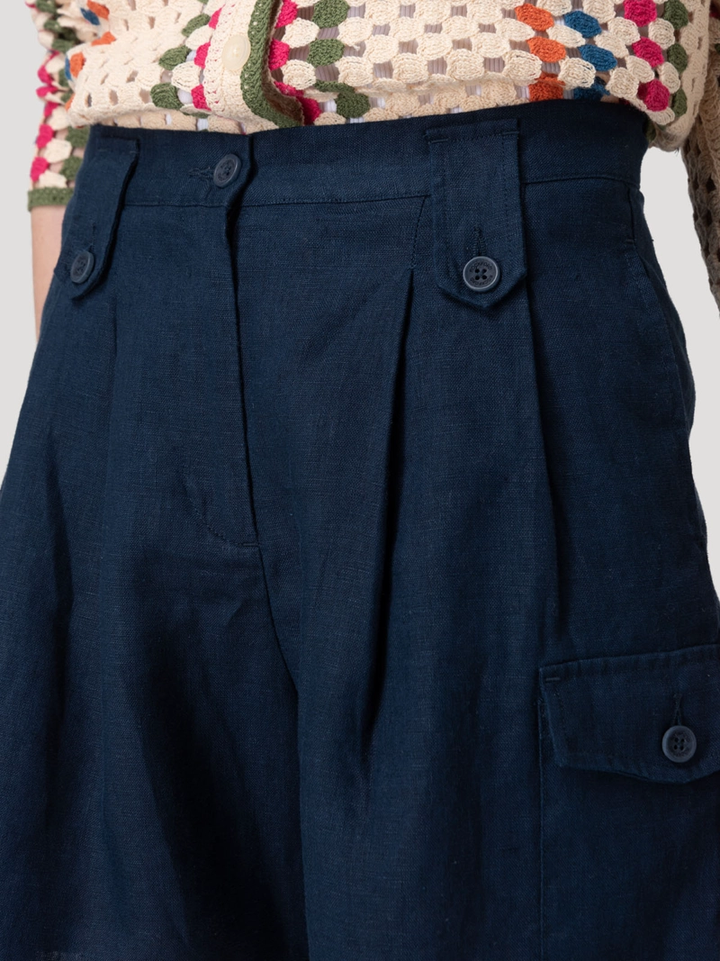 SHORT LINO ORGANICO MUJER ROUT AZUL ROCKFORD - 7