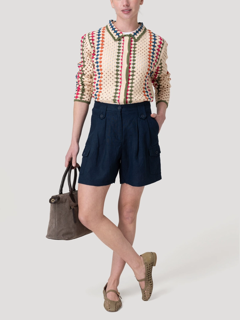 SHORT LINO ORGANICO MUJER ROUT AZUL ROCKFORD - 9
