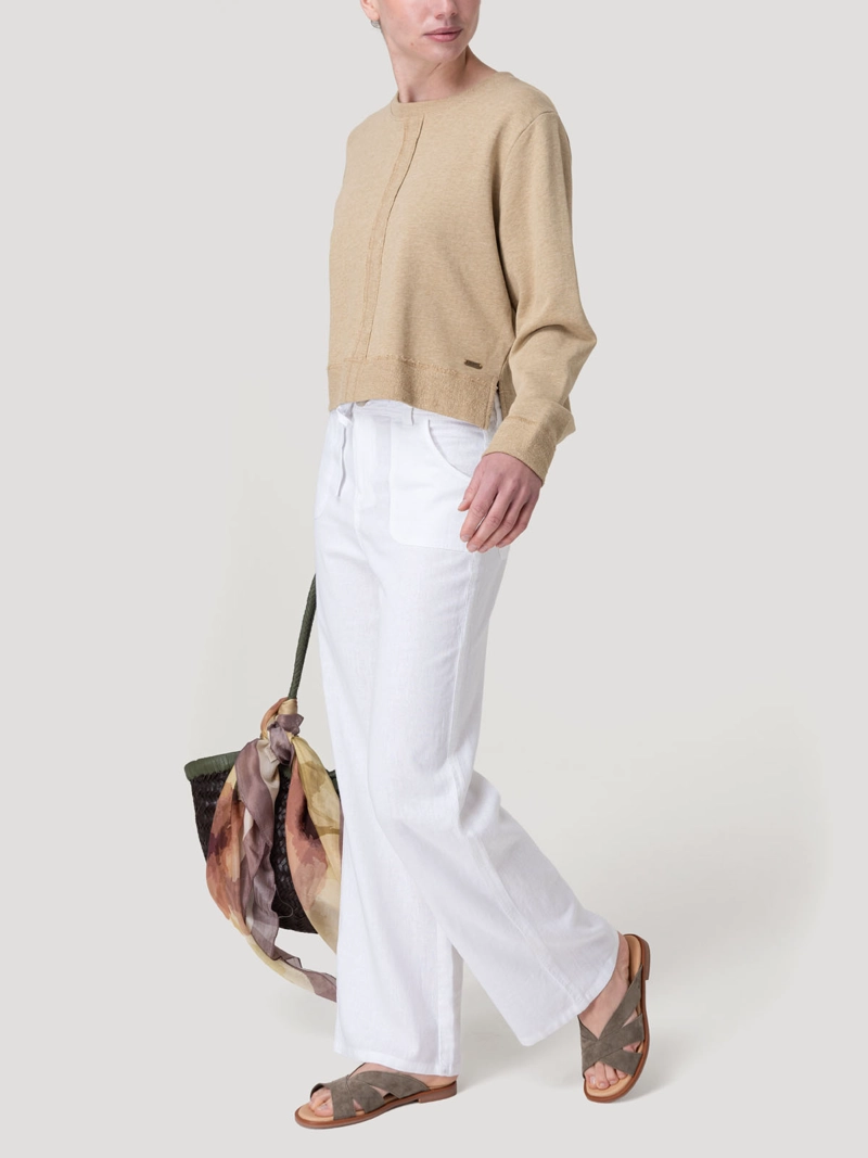 PANTALON LINO ORGANICO MUJER MALOYS BLANCO ROCKFORD - 9