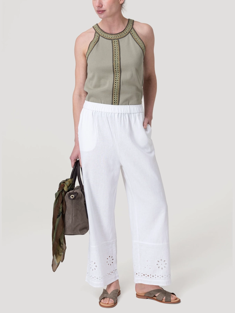 PANTALON LINO ORGANICO MUJER TROPIA BLANCO ROCKFORD - 9