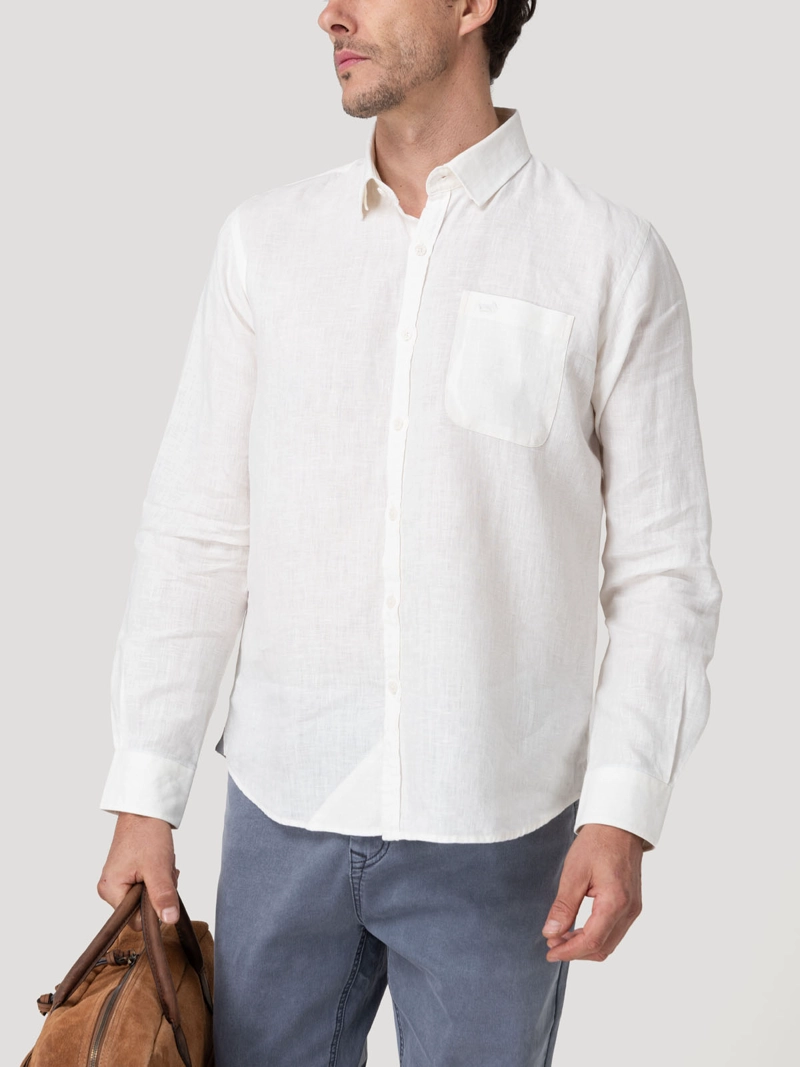 CAMISA LINO ORGANICO HOMBRE CLASLINEN BLANCO ROCKFORD - 5