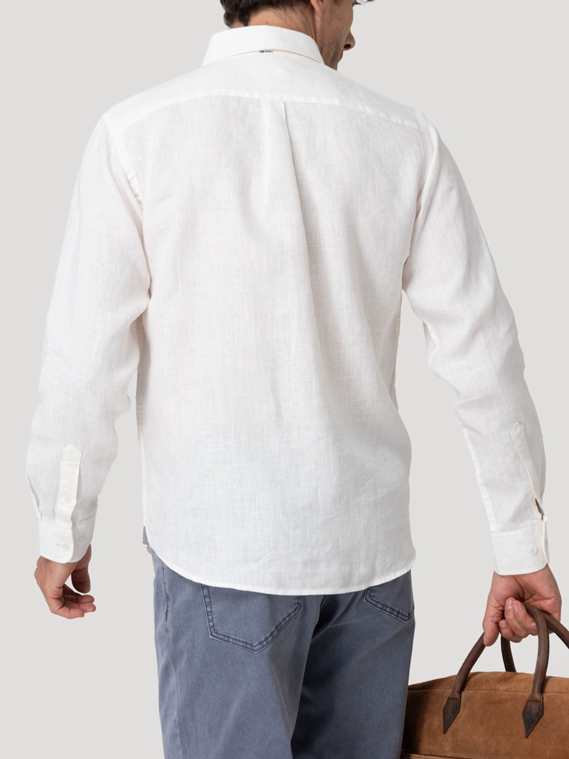 CAMISA LINO ORGANICO HOMBRE CLASLINEN BLANCO ROCKFORD - 6