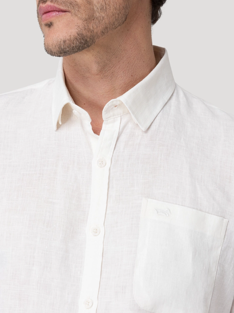 CAMISA LINO ORGANICO HOMBRE CLASLINEN BLANCO ROCKFORD - 7