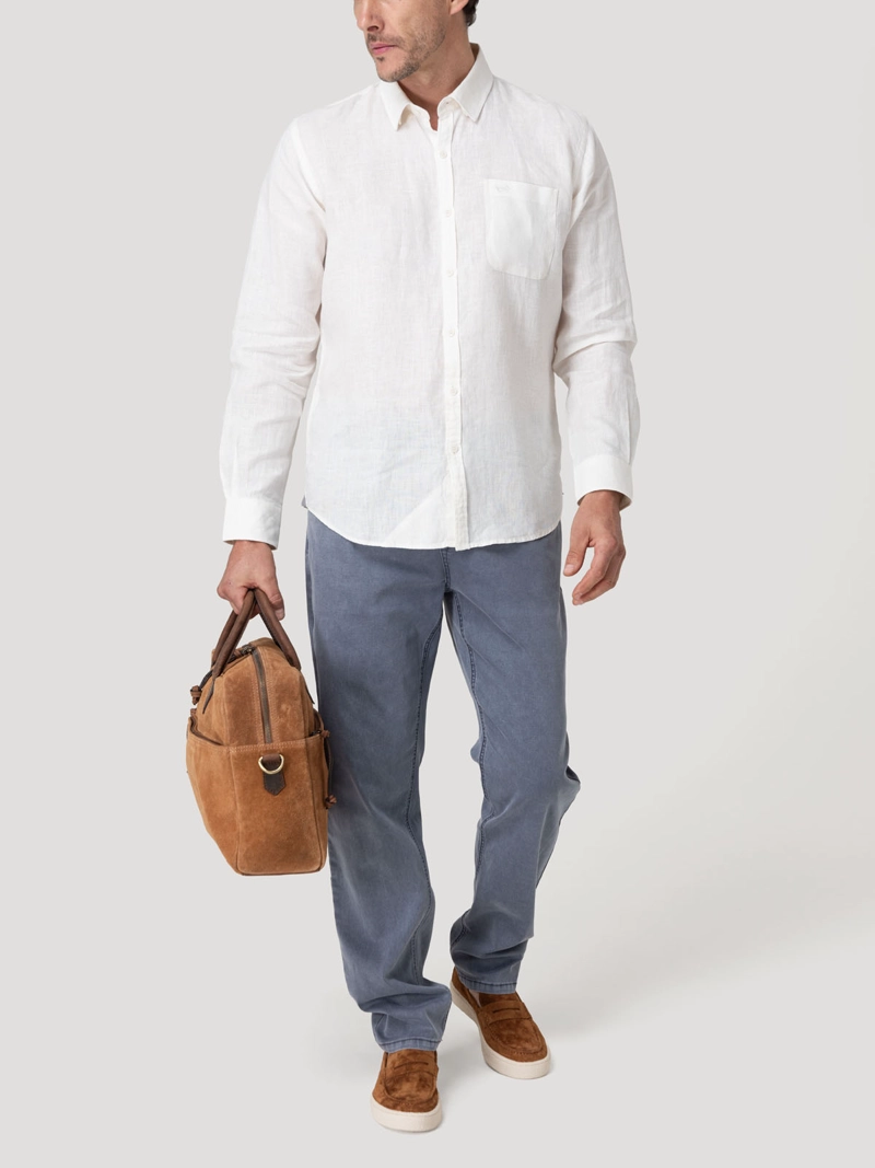 CAMISA LINO ORGANICO HOMBRE CLASLINEN BLANCO ROCKFORD - 8