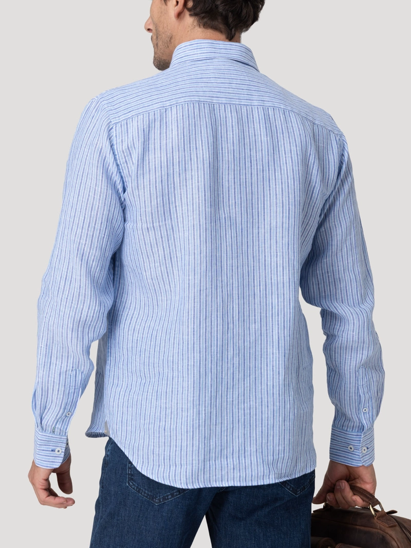 CAMISA LINO ORGANICO HOMBRE LINSTRIPE AZUL ROCKFORD - 6