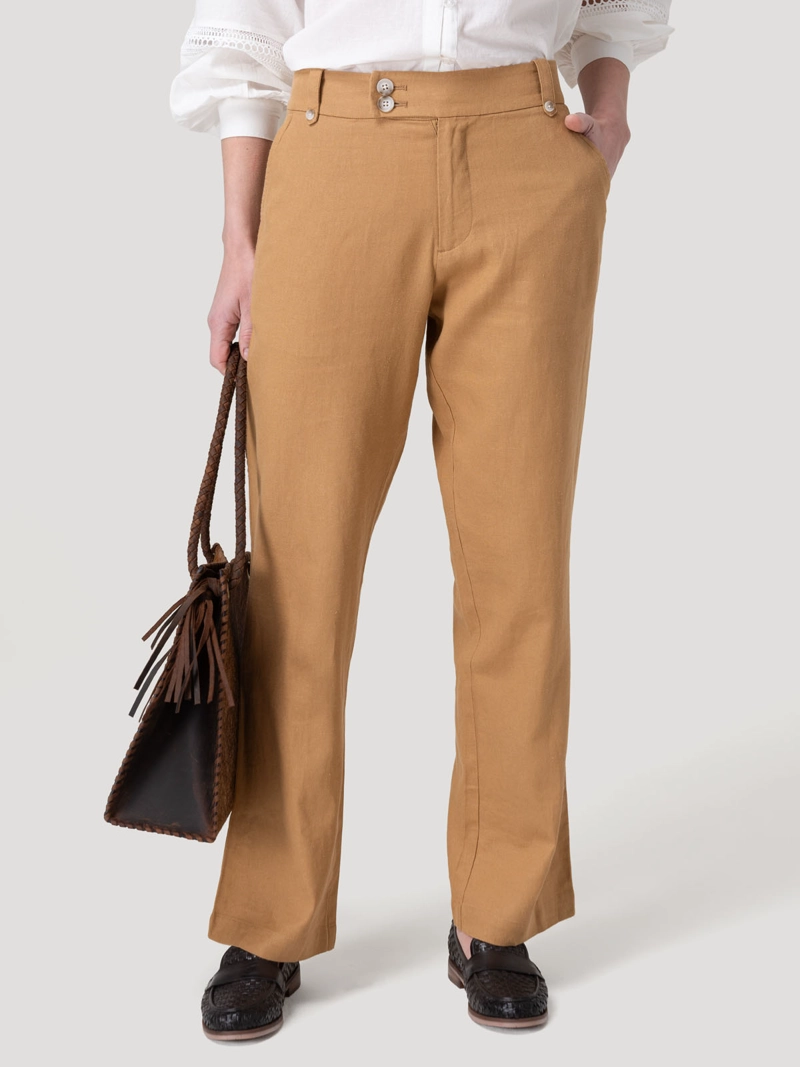 PANTALON ALGODON ORGANICO MUJER ANIRA CAFE  ROCKFORD - 5