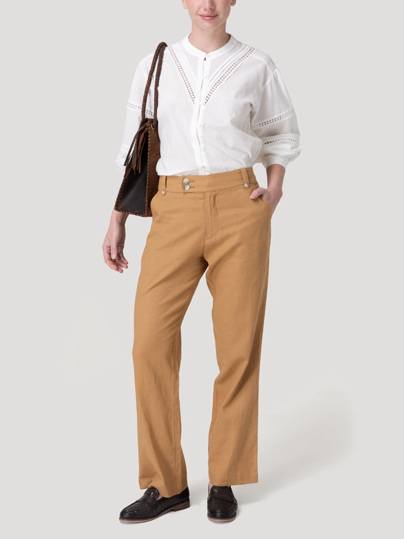 PANTALON ALGODON ORGANICO MUJER ANIRA CAFE  ROCKFORD - 8
