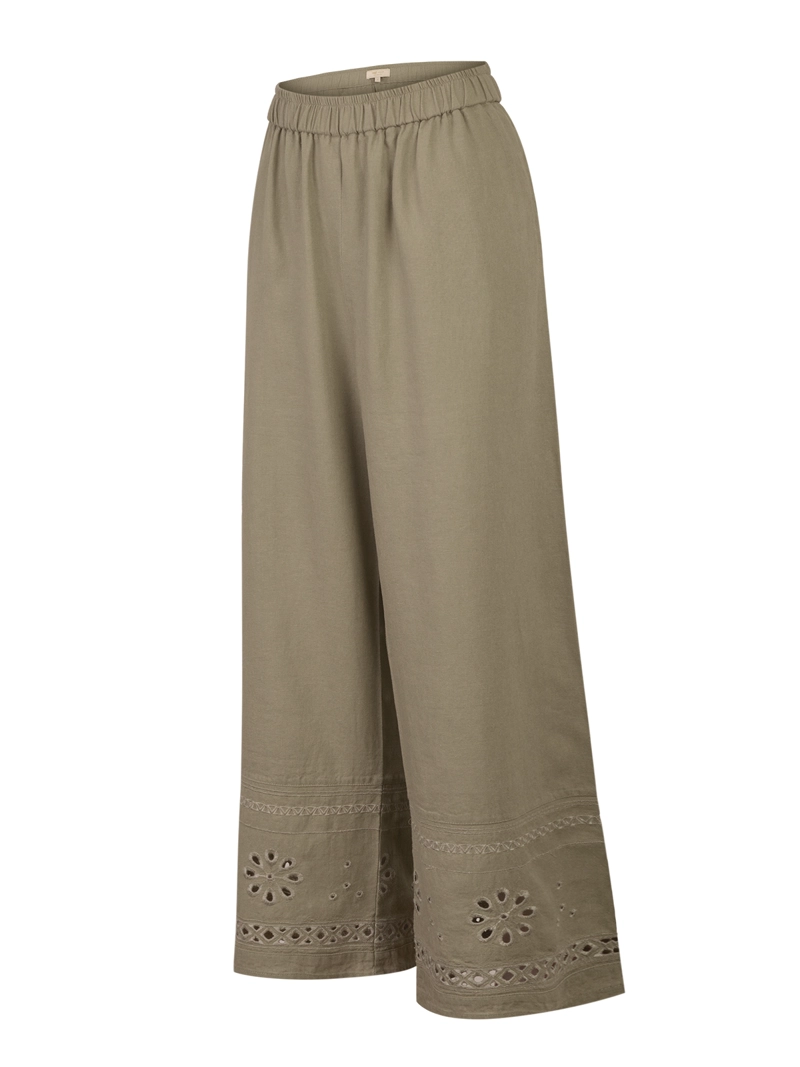 PANTALON LINO ORGANICO MUJER TROPIA VERDE ROCKFORD - 1