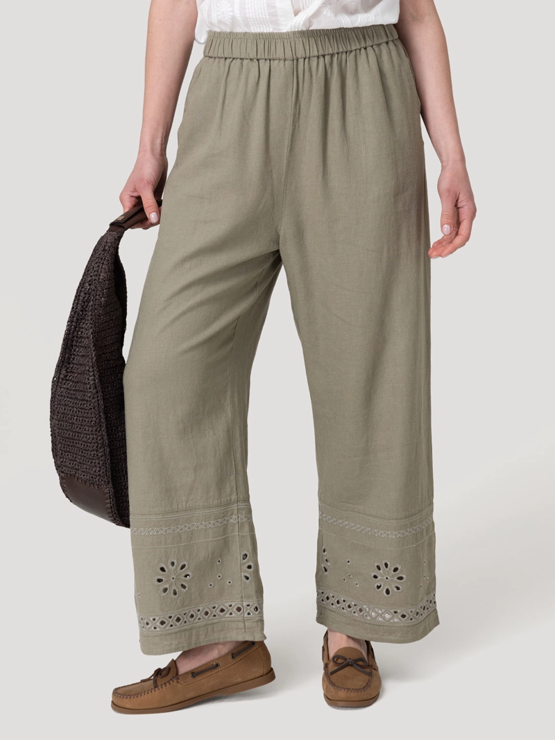 PANTALON LINO ORGANICO MUJER TROPIA VERDE ROCKFORD - 5