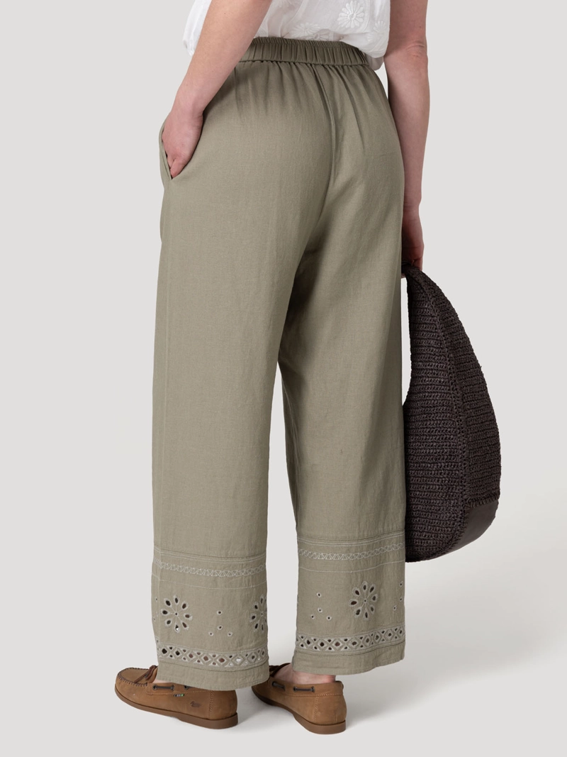 PANTALON LINO ORGANICO MUJER TROPIA VERDE ROCKFORD - 6