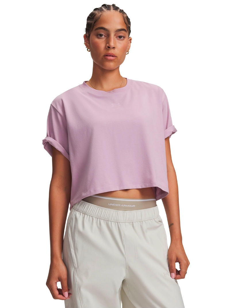 POLERA MANGA CORTA RIVAL BOXY ROSADA MUJER UNDER ARMOUR - 1