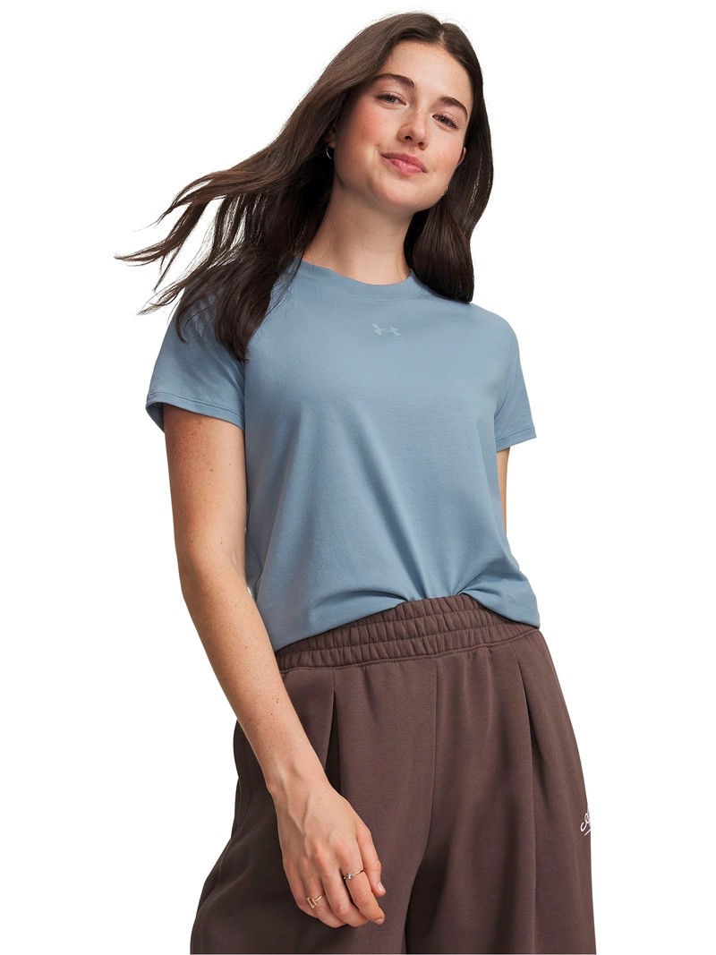 POLERA MANGA CORTA RIVAL CORE AZUL MUJER UNDER ARMOUR - 1
