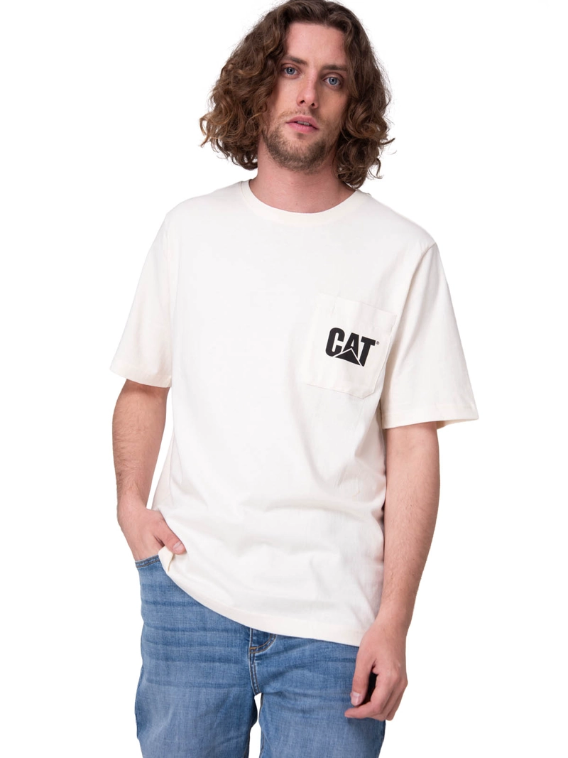 POLERA MANGA CORTA HOMBRE TOUGH CUT GRAPHIC PO BLANCO CAT - 1