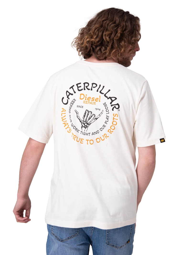 POLERA MANGA CORTA HOMBRE TOUGH CUT GRAPHIC PO BLANCO CAT - 2