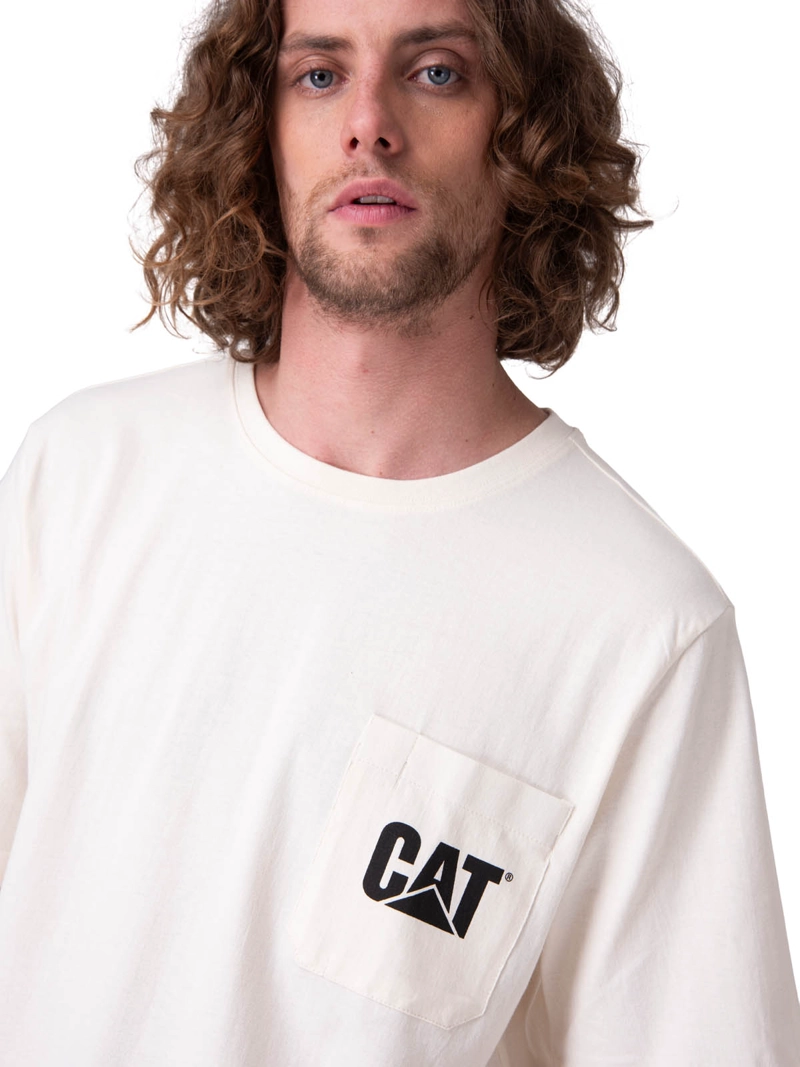 POLERA MANGA CORTA HOMBRE TOUGH CUT GRAPHIC PO BLANCO CAT - 4