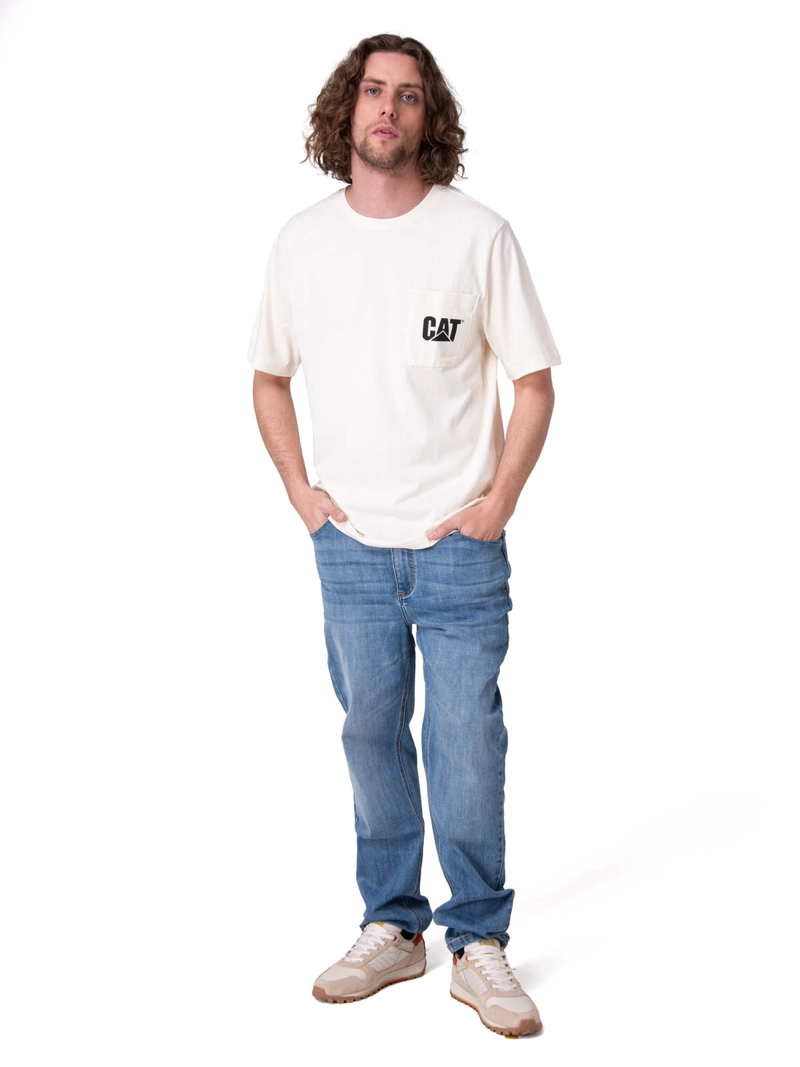 POLERA MANGA CORTA HOMBRE TOUGH CUT GRAPHIC PO BLANCO CAT - 5