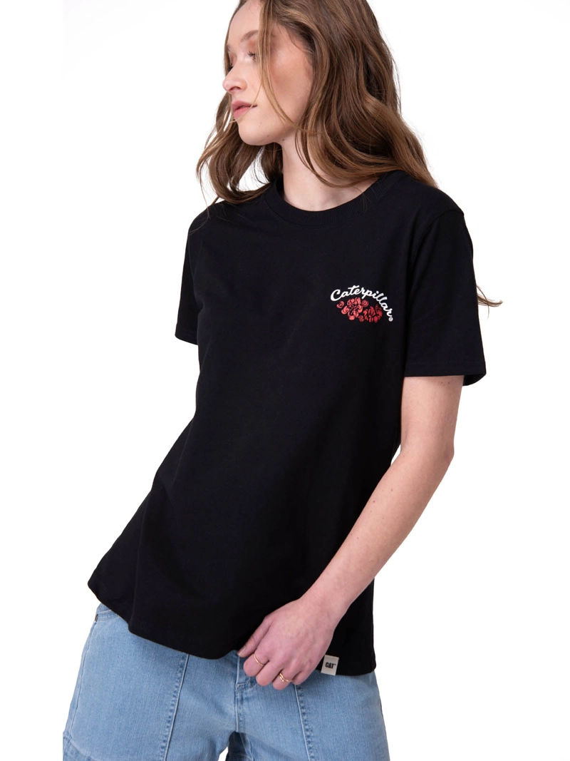 POLERA MANGA CORTA MUJER MINI FLORAL GRAPHIC NEGRO CAT - 1