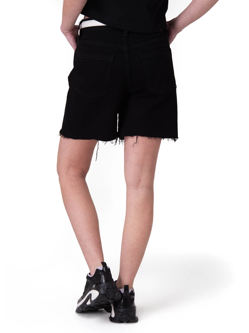 SHORT MUJER DENIM HIGH RISE COWB NEGRO CAT - 2